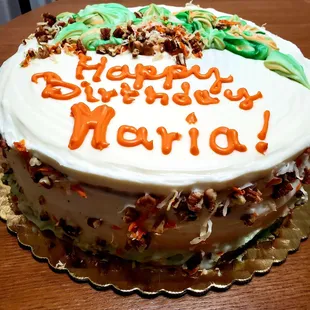 Carrot cake with cream cheese frosting.