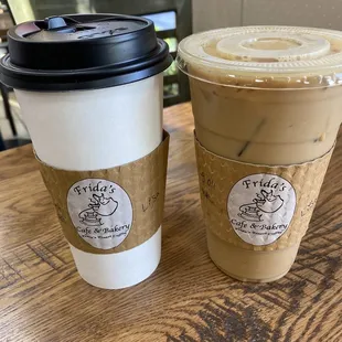 Hot and iced lattes