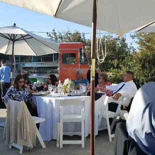 people eating outdoors