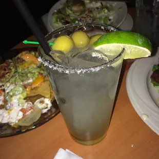they have the best patron margarita on the rocks w salt n 3 green olives! (My creation)