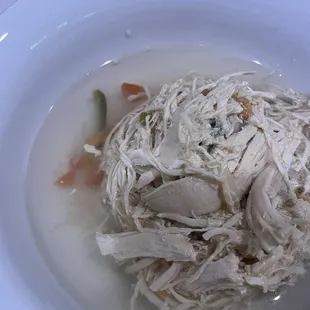 Chicken soup?? It&apos;s shredded chicken in water.  Thats not broth.   There&apos;s zero flavor here.