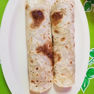 they call them burrito...but the are tacos. Bean and cheese &amp; chorizo