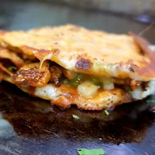 a close up of a piece of food