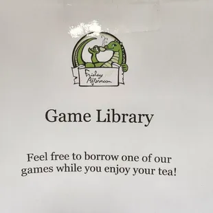 a sign for a game library