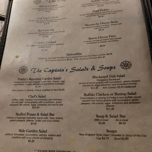 the menu for the restaurant