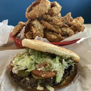 Big Daddy Burger with a side of onion rings. They&apos;re yuge!