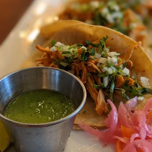 Tinga chicken taco. Good flavor and juicy. Recommend