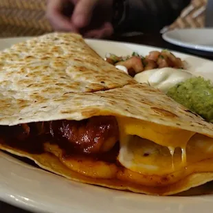 Spicy shrimp quesadilla