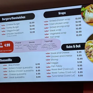 a menu for a fast food restaurant