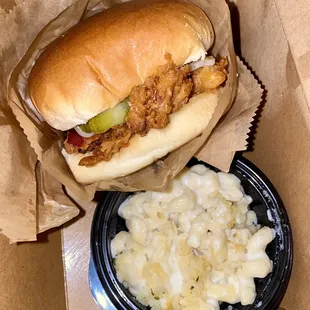 Fancy Chick Sandwich and Panko Mac and Cheese