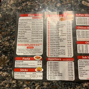 a menu for a restaurant