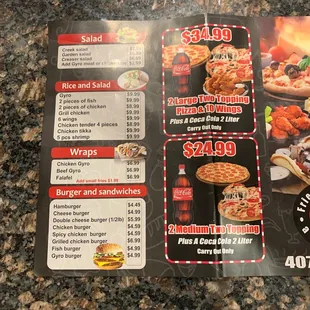 a menu for a restaurant