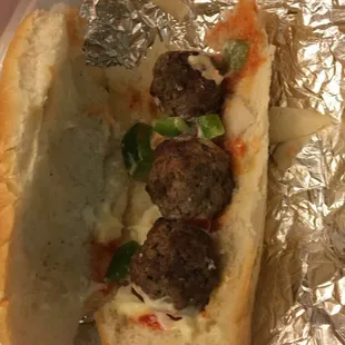 This is the meatball sandwich we ordered. with basically no marinara sauce at all.