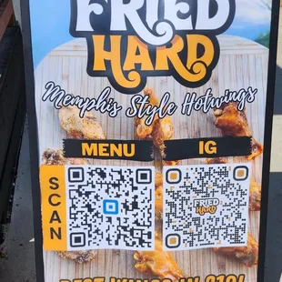 the menu for fried hard