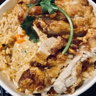 Fried Rice with Fried Chicken Topping