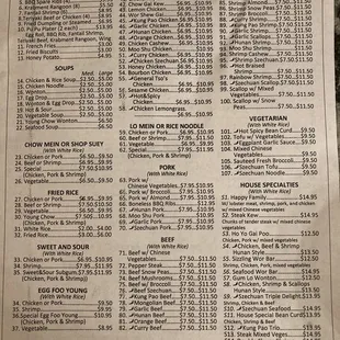 Menu - great prices!