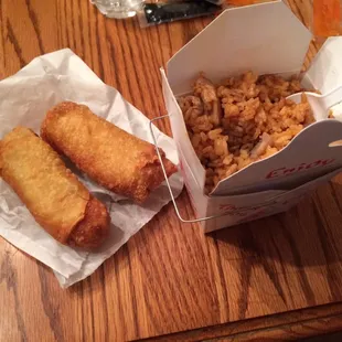 The egg rolls and a pint of chicken fried rice.