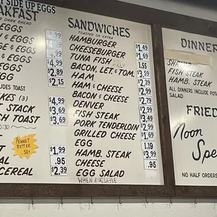 Menu from the past, with prices to match