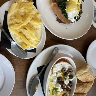Nova Benny (top), Mac &apos; n &apos; Cheese (left), Shakshuka (bottom)