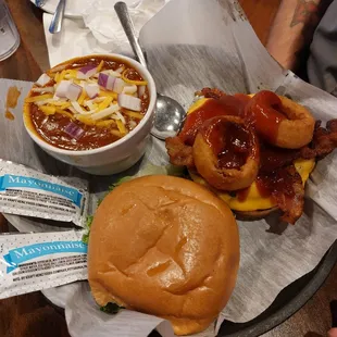 Wild Western Burger with side of Chili