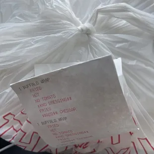 a bag of food wrapped in plastic