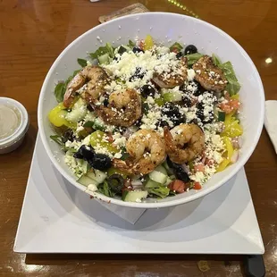 Blackened Shrimp Greek Salad