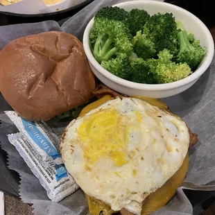 Hangover Burger and broccoli is always on point!! ($16.99)