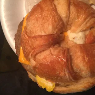 Sausage,  egg, and cheese croissant look at the size of this croissant!!