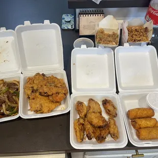 a variety of food in containers