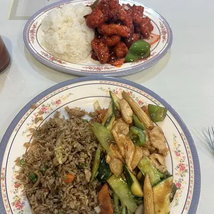 12/20/24 House  Chicken Over Rice; Chicken with Mixed Vegetables Over chicken fried Rice