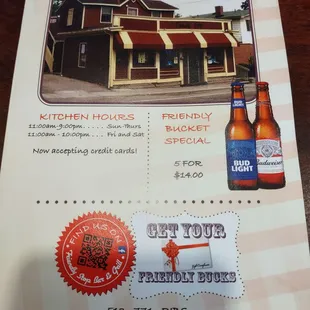 Front of menu