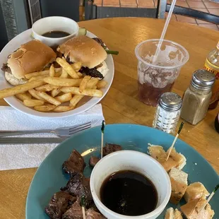 Steak bites. And prime rib dip.