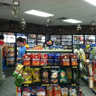 HUGE refrigerator case and selection of chips, snacks, etc.