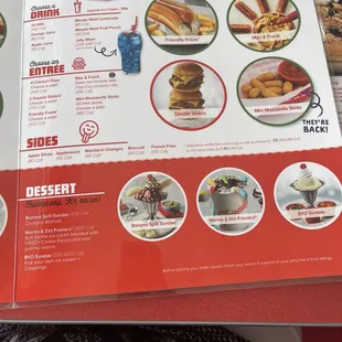 Kids menu