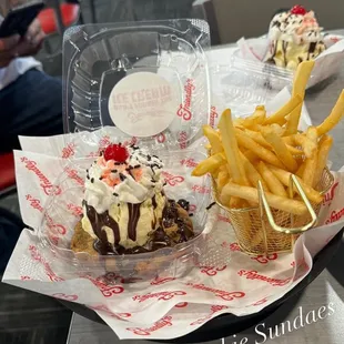 Cookie Sundaes and Fries