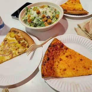 Potato, Caesar salad, &amp; two cheese