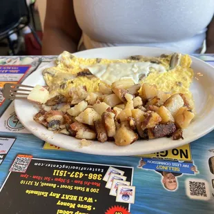 Mushroom omelette and Philly cheese steak omelette!