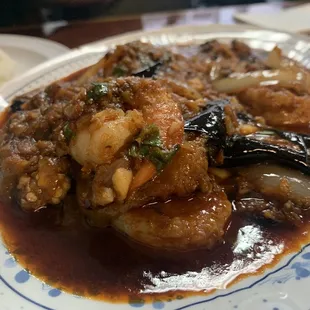 Egg plant &amp; shrimps