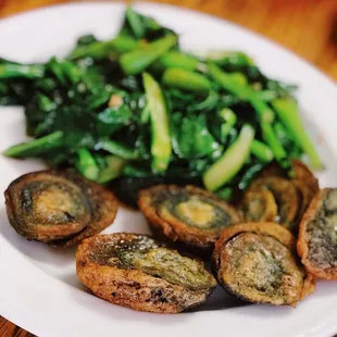 Century eggs with Chinese broccoli