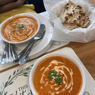 butter chicken and chicken tikka masala with naan