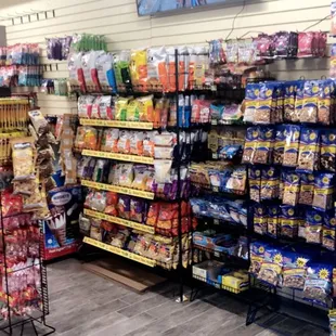 a variety of snacks on display