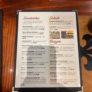 a menu on a table