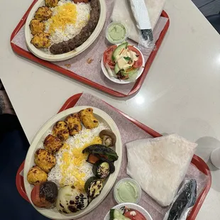 Top: Friends Combo I Entree , bottom: Chicken Shish Kabob Entree