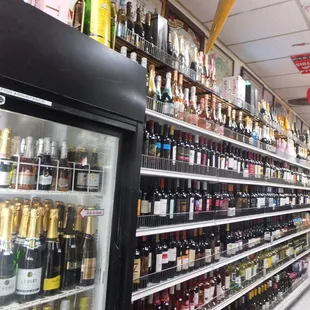 shelves of alcohol in a store