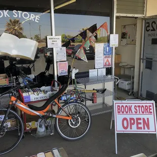 I never park my eBikeKit-assisted CruzBike in front like this, blocking access to sharply discounted books in front EXCEPT this one moment!
