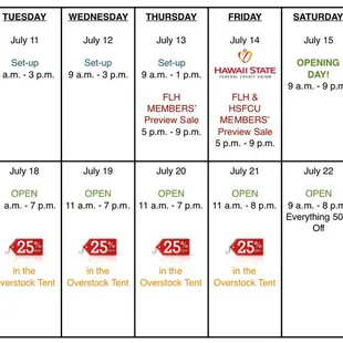 2017 Friends of the Library Annual Book Sale Hours