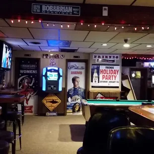 a pool table in a bar