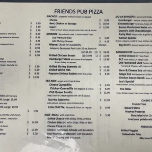 menu