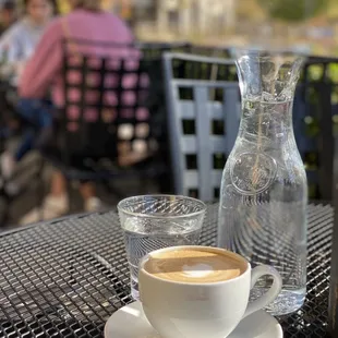 a cup of coffee on a table