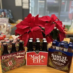 a variety of holiday beers